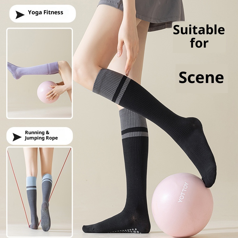 001 Calzini sportivi da donna, antiscivolo, a compressione, per yoga, pilates, polpacci, corsa, salto con la corda, ciclismo_voghion.com