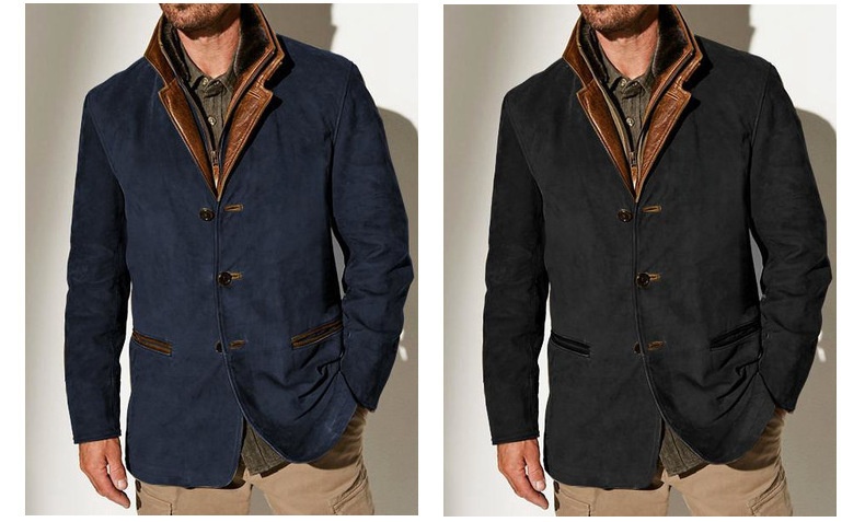 ActiveGo ActiveGo Cross-Border Spring Autumn New European And American Fashion Retro Jacket Men's Casual Coat Turn-Down Collar Workwear_voghion.com