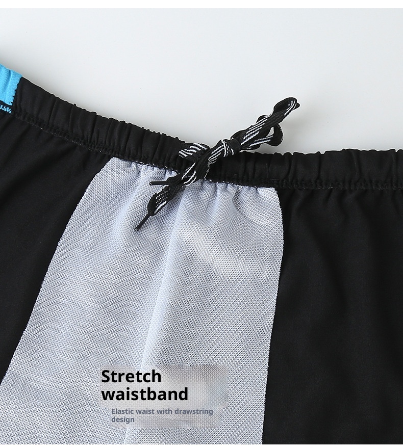 001 Men's Swim Trunks Anti-Embarrassment Adult Sports Plus Size Fashion Color Block Quick-Dry Beach Boxer Shorts_voghion.com