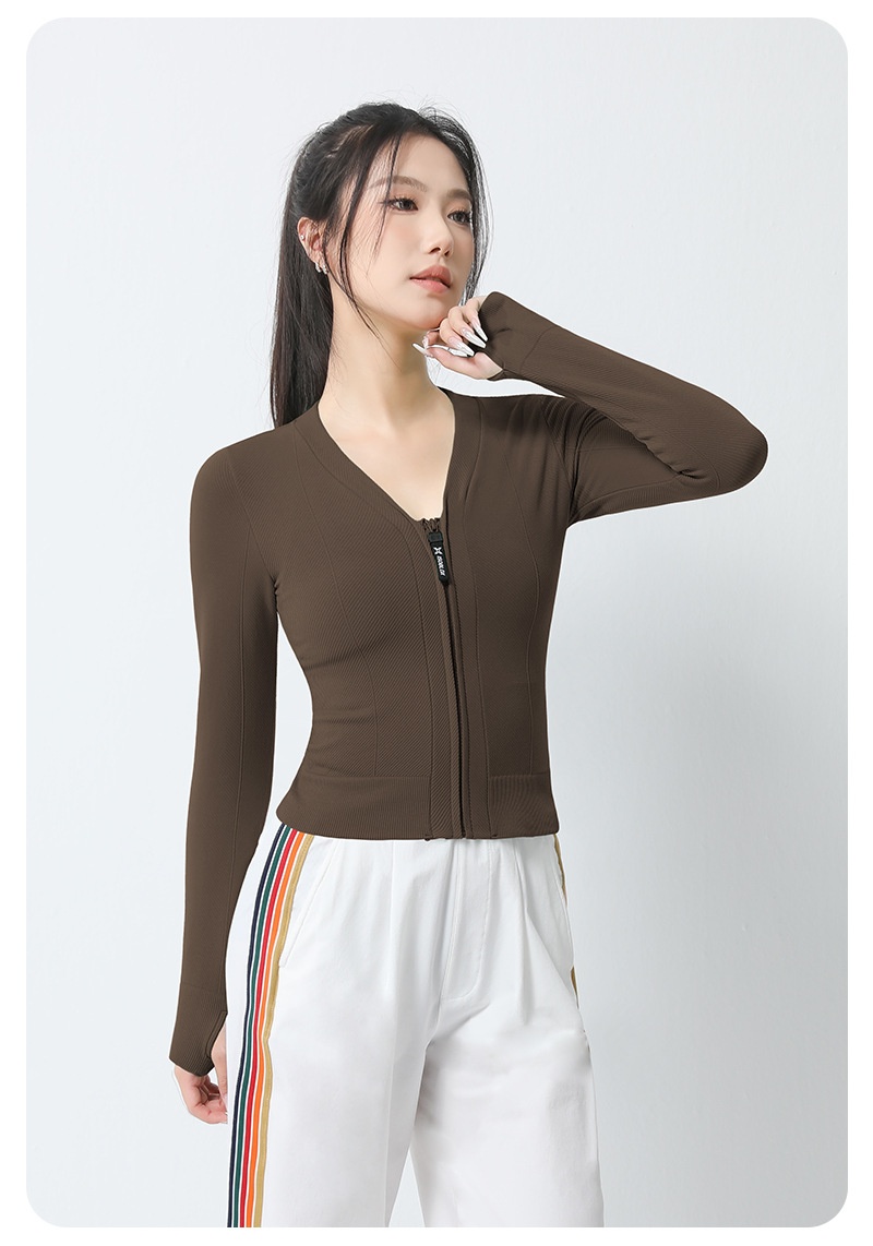 ActiveGo Sports Outdoor Fitness Jacket Women Zipper Style Wear Top With Thumb Long Sleeve Clothes Yoga Quick Dry_voghion.com