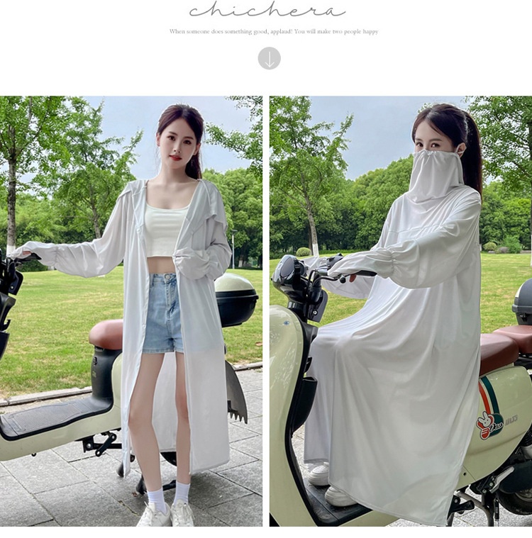 Abbigliamento protettivo per moto elettrica ActiveGo ActiveGo da donna, capospalla lungo, antivento e antisole, maglietta anti-esposizione al sole da donna_voghion.com