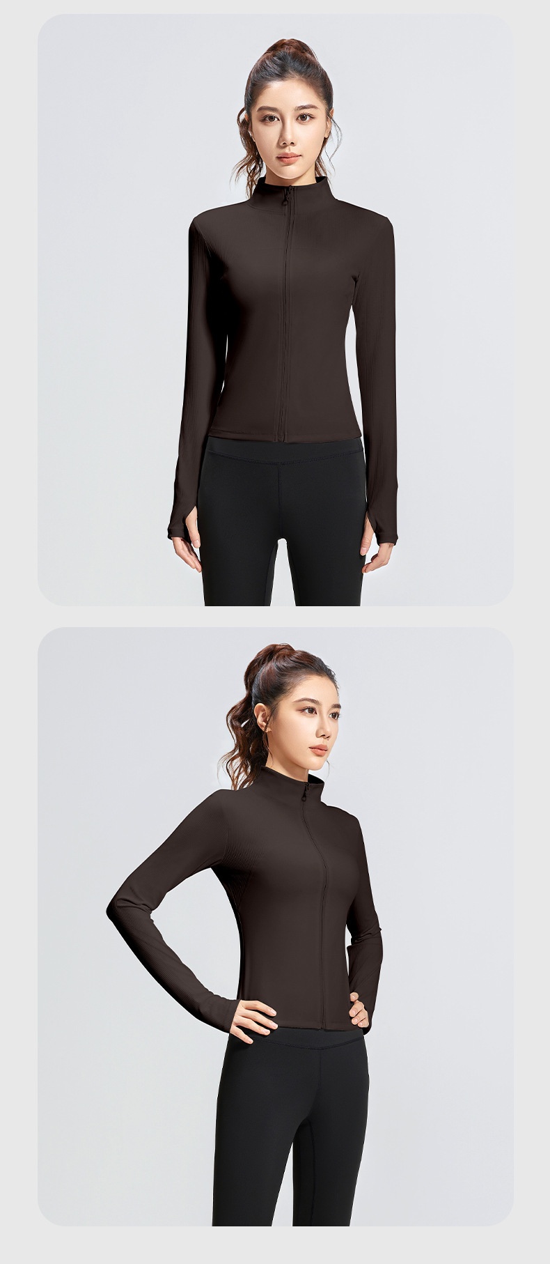 ActiveGo New Striped Sports Outdoor Running Slim Fit Stand Collar Yoga Jacket Trendy_voghion.com