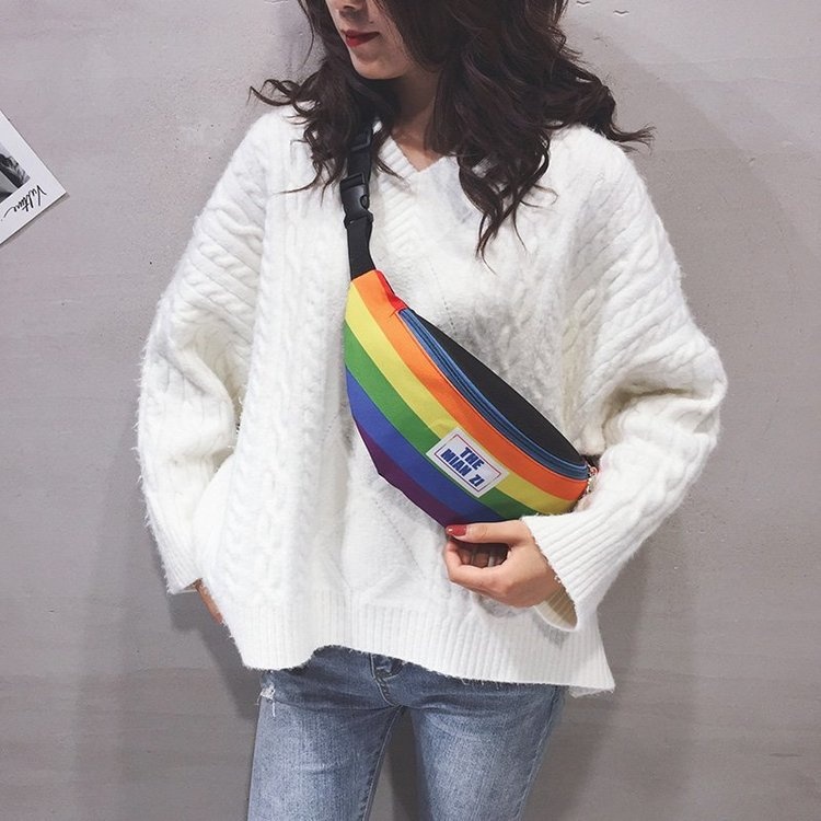 001 2023 New Trendy Casual Women's Chest Rainbow Artistic Fashion Waist Cute Girl Shoulder Bag_voghion.com