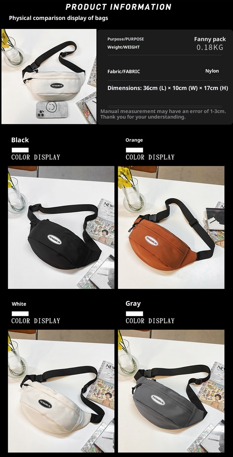 001 Chest Damen, Trendige kleine 2025 Neue Umhängetasche, Lässiger Canvas-Rucksack für Herren, Sportliche Fitness-Hüfttasche_voghion.com