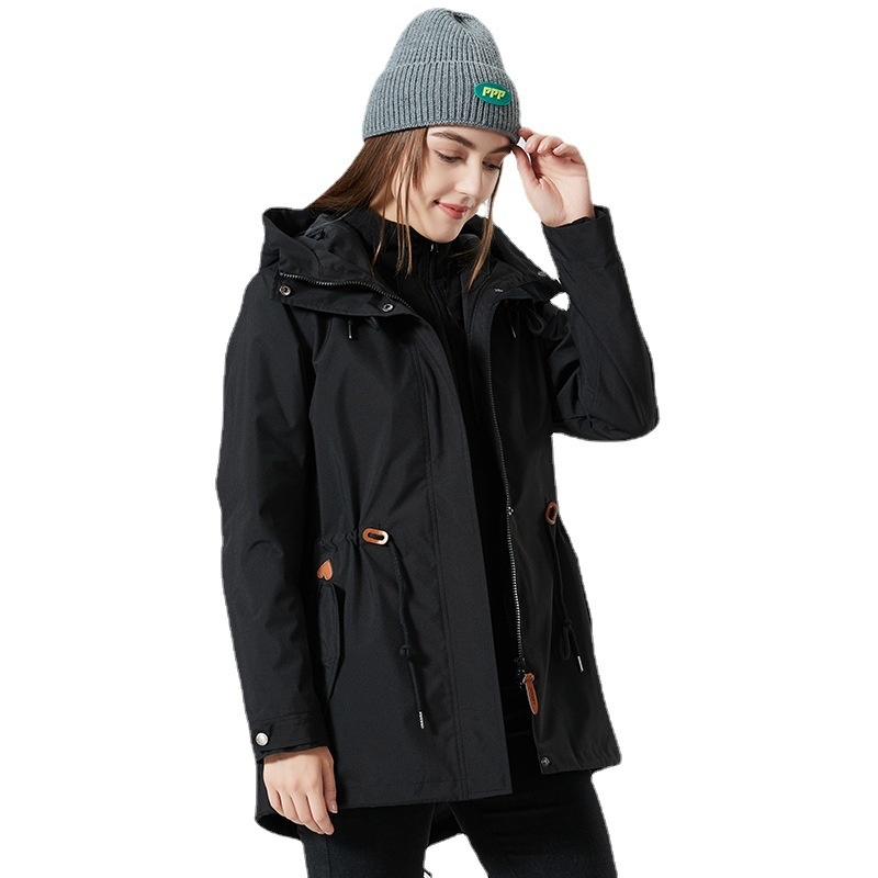 Giacca impermeabile antivento trench di media lunghezza da donna ActiveGo, modello invernale 3 in 1, molto venduta oltre confine_voghion.com