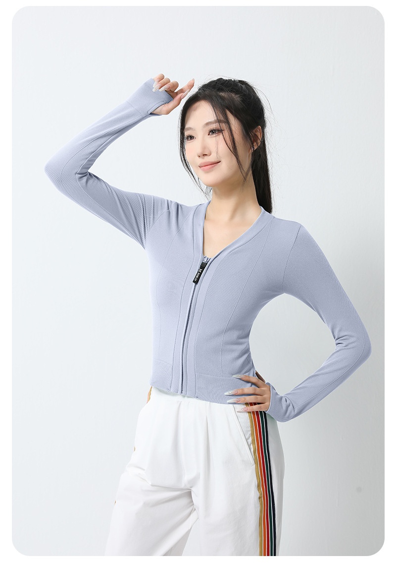 ActiveGo Sports Outdoor Fitness Jacket Women Zipper Style Wear Top With Thumb Long Sleeve Clothes Yoga Quick Dry_voghion.com