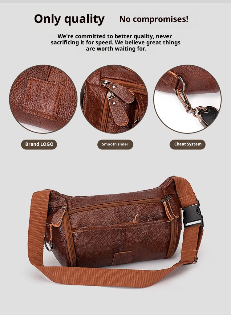 001 HANHOO Fashion Genuine Leather Waist Outdoor Casual Multi-Functional Crossbody Chest Large Capacity Top Layer Cowhide_voghion.com