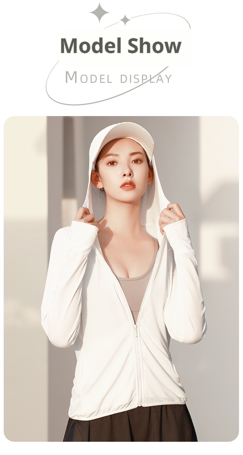 ActiveGo ActiveGo Juyitang Nuova giacca con cappuccio sottile per abbigliamento da donna all'aperto, manica lunga, in jacquard, traspirante, con protezione solare_voghion.com