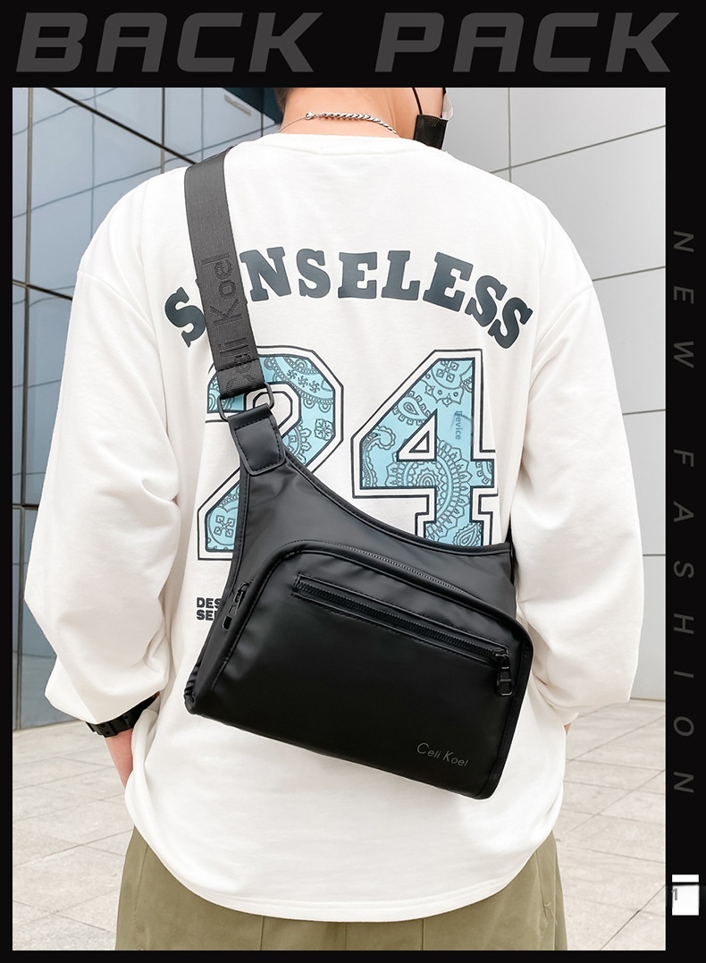 001 Crossbody For Men New Fashionable Simple Casual Shoulder Korean Style Trendy Textured Large Capacity Chest Bag_voghion.com