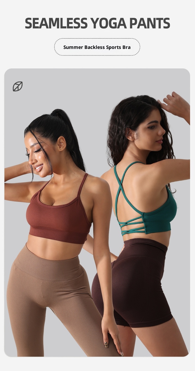 Débardeur court de yoga ActiveGo pour femme, séchage rapide, soutien-gorge dos croisé, sous-vêtements de sport pour la course à pied et le fitness en extérieur (vente en gros)_voghion.com