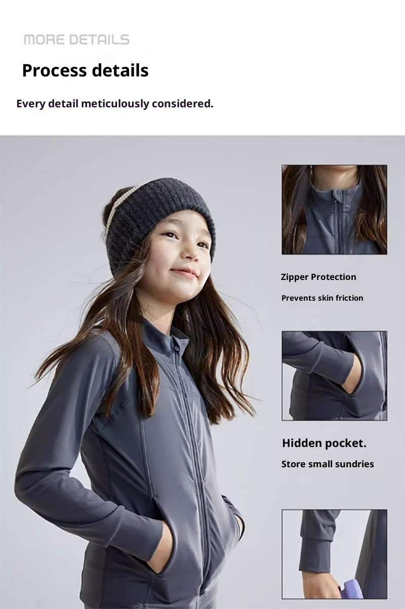 ActiveGo ActiveGo Europese en Amerikaanse UV-bescherming Ademende effen kleur Kinderyogaset Hardloopsport Buiten Lange mouwen Jas_voghion.com