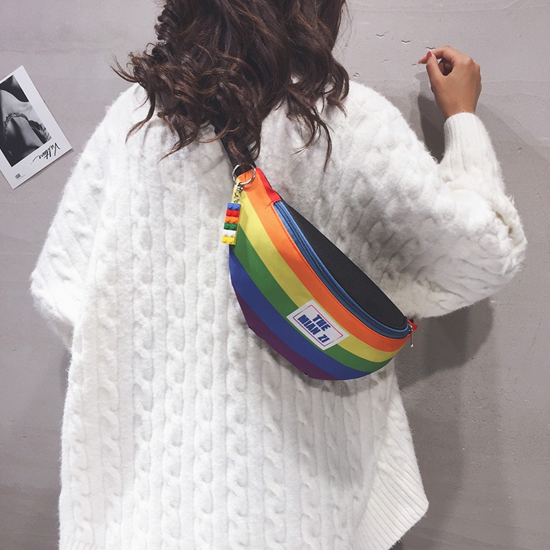 001 2023 New Trendy Casual Women's Chest Rainbow Artistic Fashion Waist Cute Girl Shoulder Bag_voghion.com