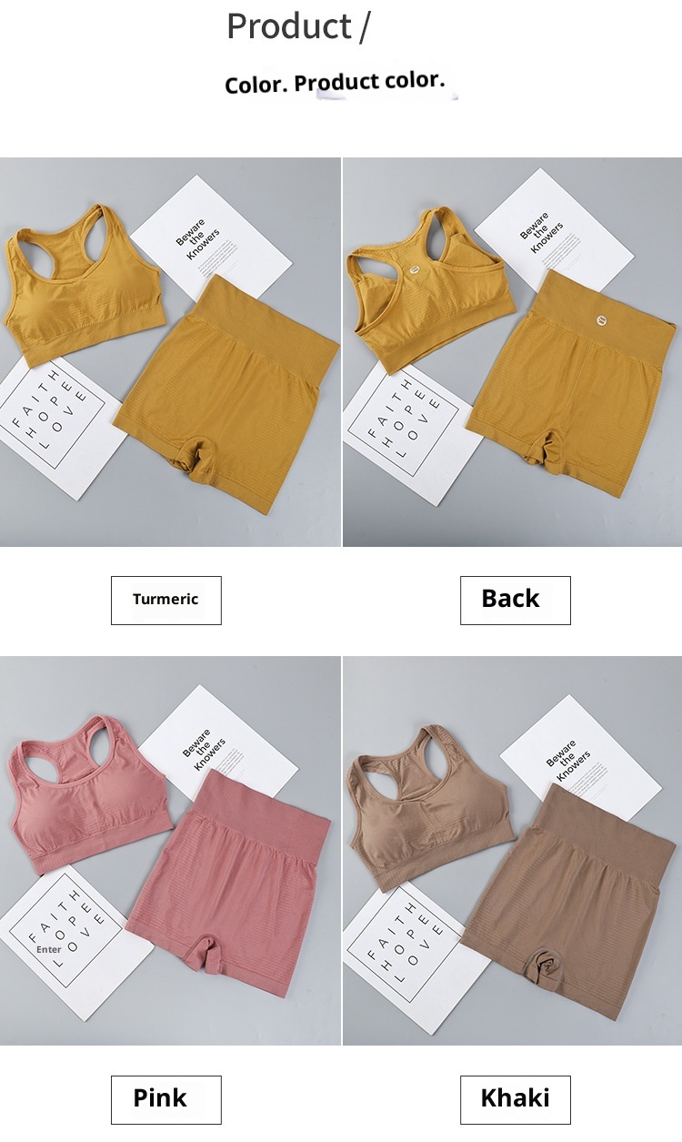 ActiveGo ActiveGo Pantaloncini aderenti elastici a vita alta, senza cuciture, per yoga all'aperto, ad asciugatura rapida, europei e americani, per donna, con protezioni per il petto_voghion.com