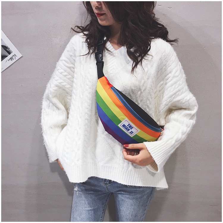 001 2023 New Trendy Casual Women's Chest Rainbow Artistic Fashion Waist Cute Girl Shoulder Bag_voghion.com