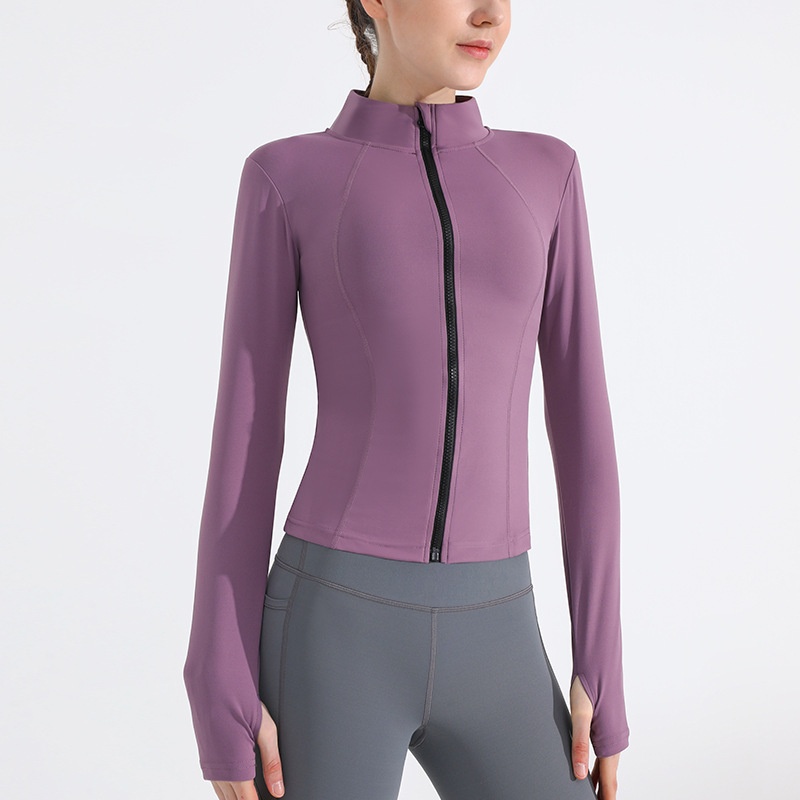 ActiveGo ActiveGo Nuovo Autunno Inverno Sport Yoga Giacca Donna Elasticizzata Corsa Outdoor Lulu Fitness Vestiti Colletto alla coreana Manica lunga_voghion.com