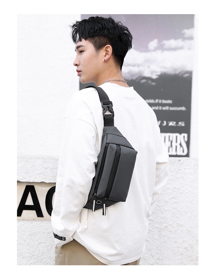 001 Bolso bandolera unisex de estilo informal de negocios, sencillo y con personalidad, ideal para actividades al aire libre, ciclismo y como bolso de cintura._voghion.com