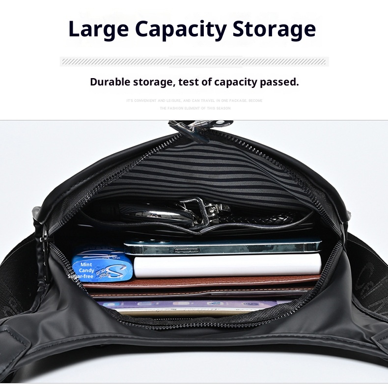 001 Crossbody For Men New Fashionable Simple Casual Shoulder Korean Style Trendy Textured Large Capacity Chest Bag_voghion.com