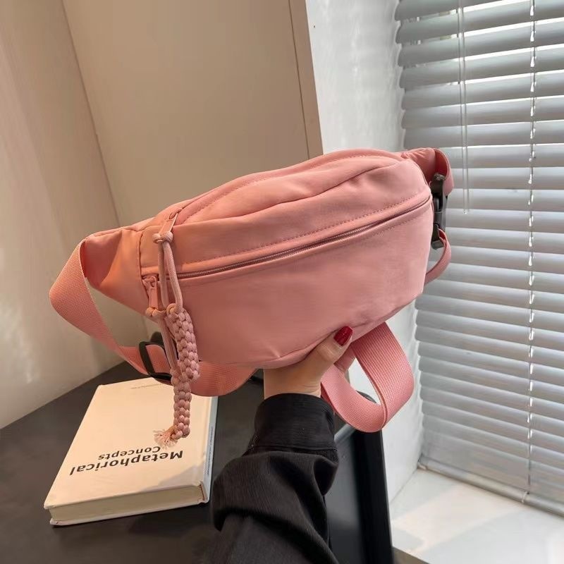 001 INS Crossbody Vintage Chest Solid Color Small Versatile Girl Student Shoulder Women Waist Bag Ladies Niche_voghion.com