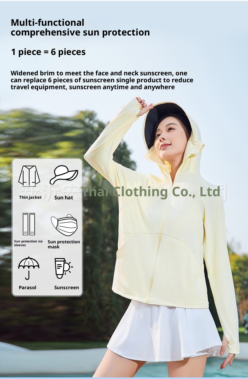 ActiveGo ActiveGo 25 Vêtements de soleil pour femmes Veste coupe-vent légère en soie glacée, protection UV, idéale pour le cyclisme et le sport, respirante_voghion.com