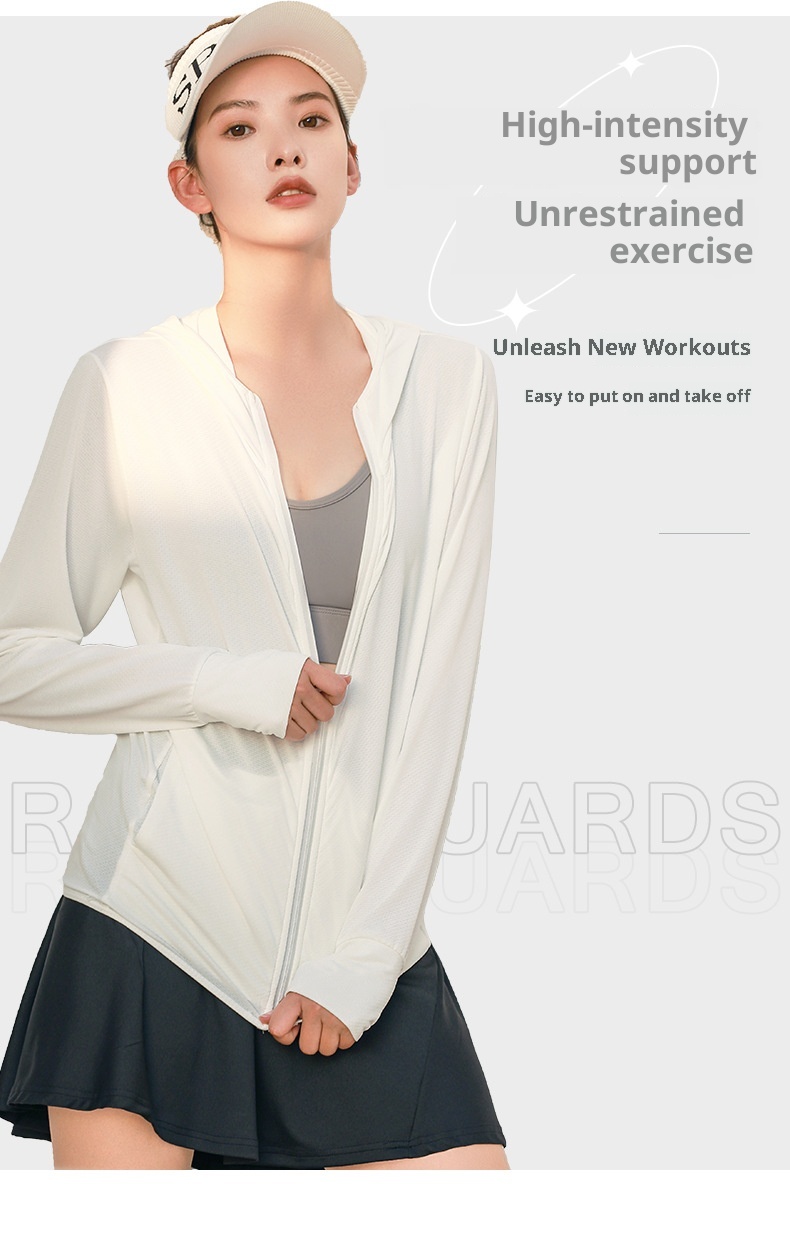 ActiveGo ActiveGo Juyitang Nuova giacca con cappuccio sottile per abbigliamento da donna all'aperto, manica lunga, in jacquard, traspirante, con protezione solare_voghion.com