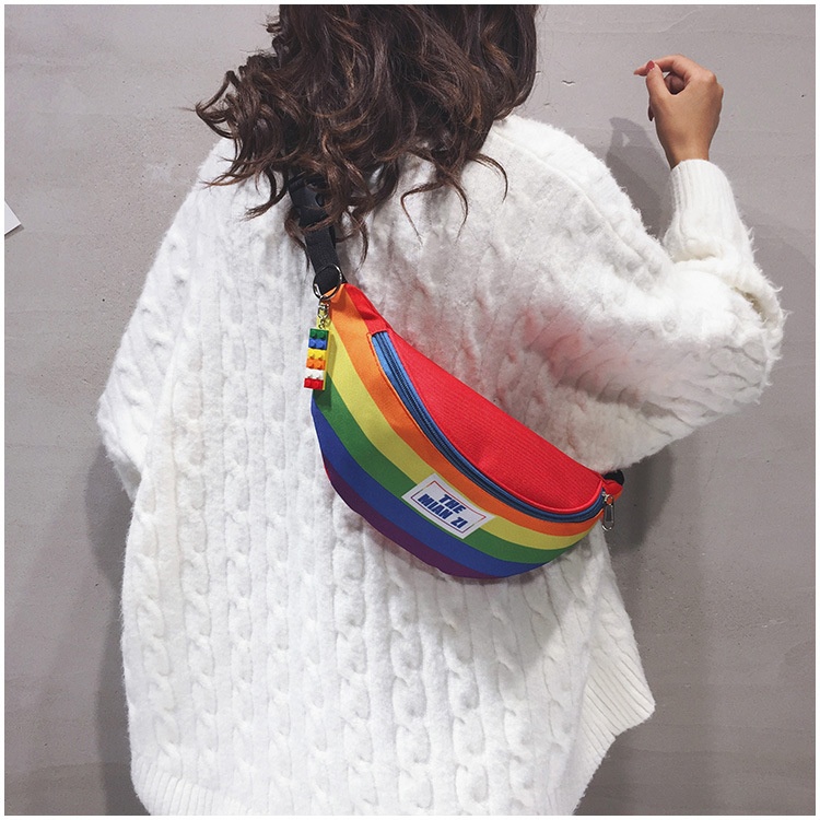 001 2023 New Trendy Casual Women's Chest Rainbow Artistic Fashion Waist Cute Girl Shoulder Bag_voghion.com