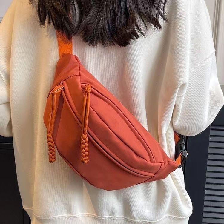 001 INS Crossbody Vintage Chest Solid Color Small Versatile Girl Student Shoulder Women Waist Bag Ladies Niche_voghion.com