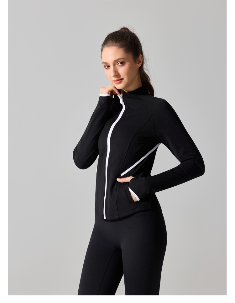 ActiveGo ActiveGo Fleece Warme Yogajacke Herbst Winter Outdoor Laufen Fitness Top Sport Cardigan Stehkragen Reißverschluss Langarm Damen_voghion.com