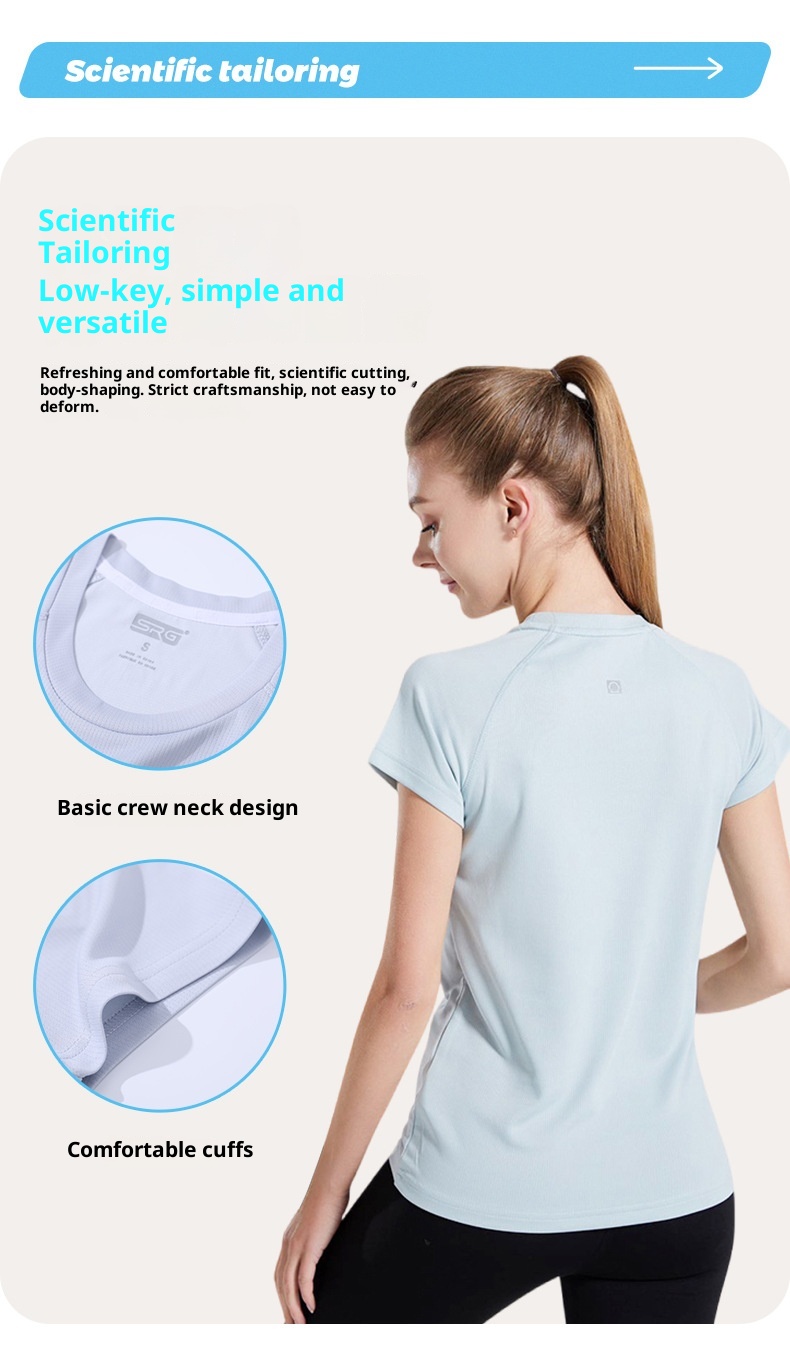 ActiveGo ActiveGo T-Shirt Outdoor Running Casual Top Source Yoga Fitness Antibacterial Sports Short Sleeve Breathable Quick-Dry_voghion.com