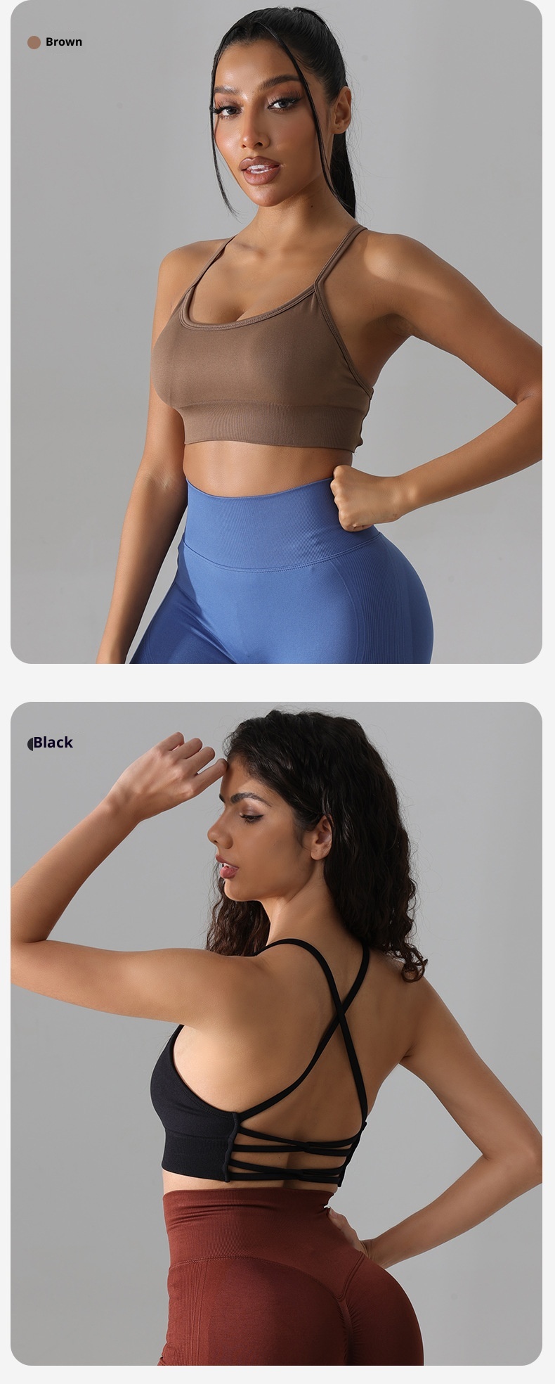Débardeur court de yoga ActiveGo pour femme, séchage rapide, soutien-gorge dos croisé, sous-vêtements de sport pour la course à pied et le fitness en extérieur (vente en gros)_voghion.com
