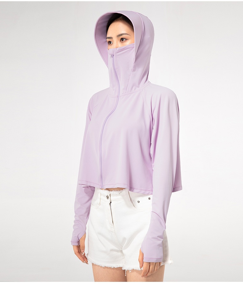 Abbigliamento estivo ActiveGo per donna, giacca corta traspirante con cappuccio isolante, protezione solare UPF50+ UV per esterni_voghion.com