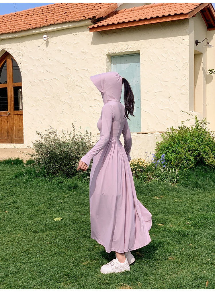 ActiveGo ActiveGo Nylon Xiangxiu stesso stile coreano corpo intero UV protezione solare lunga abbigliamento con cappuccio_voghion.com