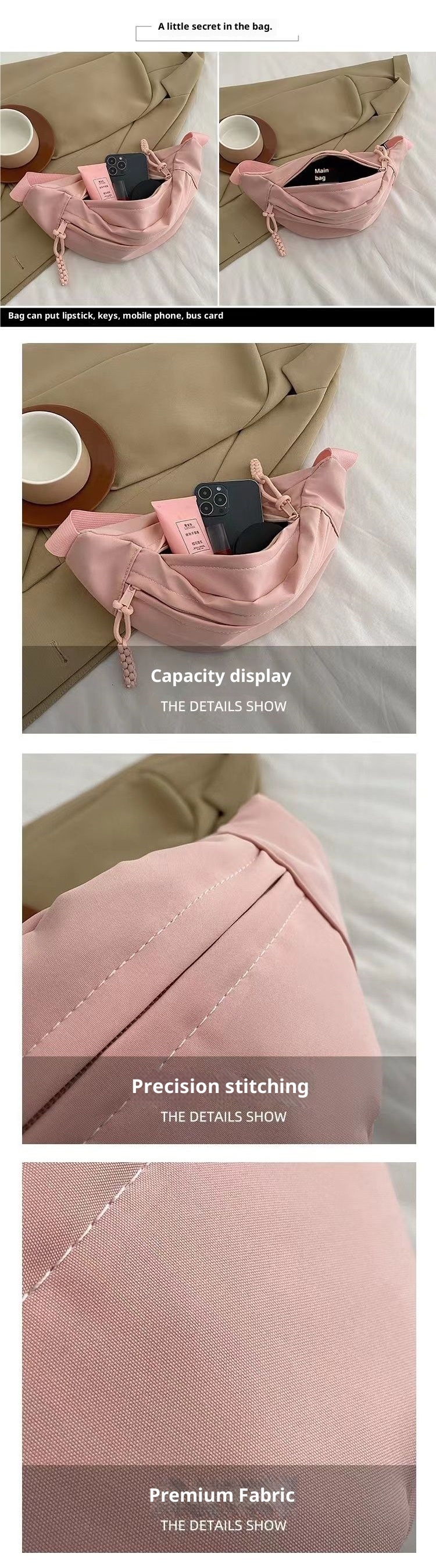 001 INS Crossbody Vintage Chest Solid Color Small Versatile Girl Student Shoulder Women Waist Bag Ladies Niche_voghion.com