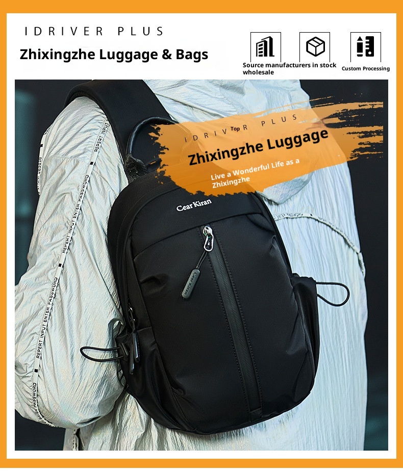 001 Korean Style Trendy Casual Men's Chest Sports Cycling Waterproof Port Shoulder Simple Fashion Crossbody Bag_voghion.com