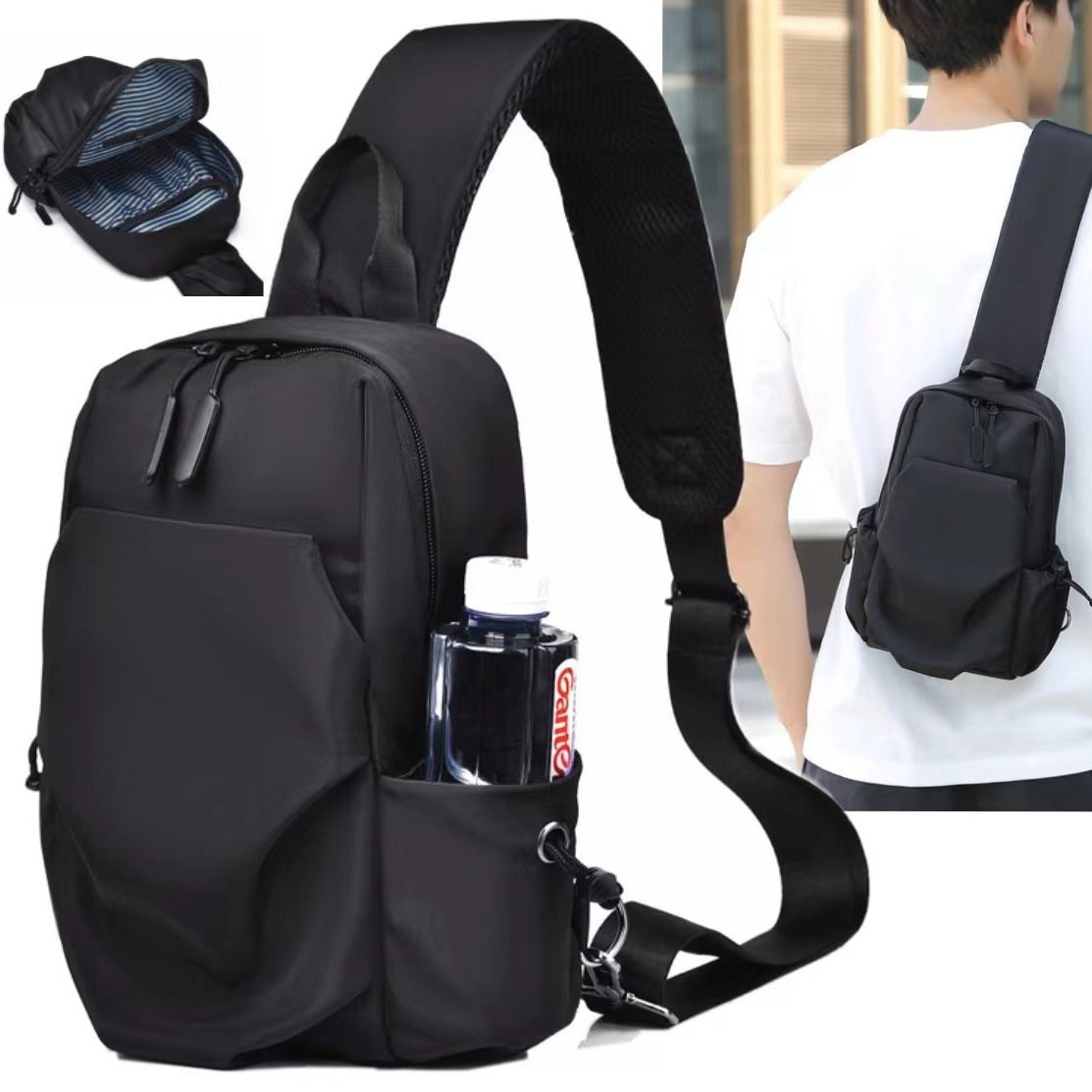 001 2025 Neu für Herren: Trendiger, lässiger, wasserdichter kleiner Brustrucksack mit großem Fassungsvermögen_voghion.com