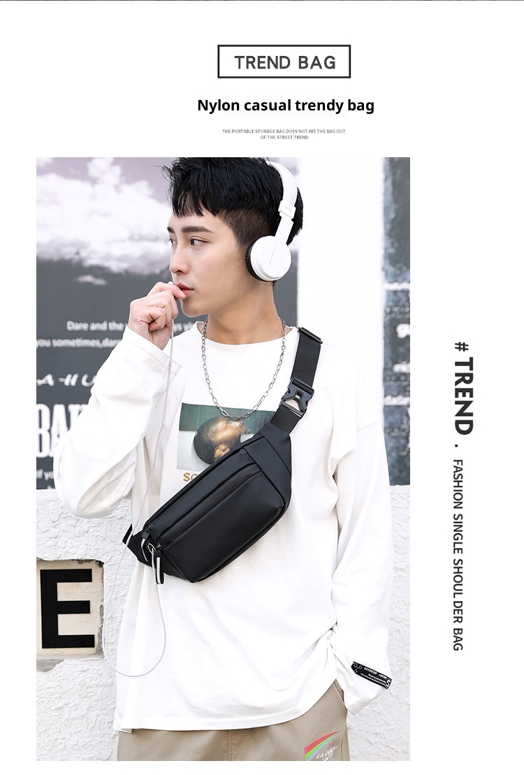 001 Bolso bandolera unisex de estilo informal de negocios, sencillo y con personalidad, ideal para actividades al aire libre, ciclismo y como bolso de cintura._voghion.com