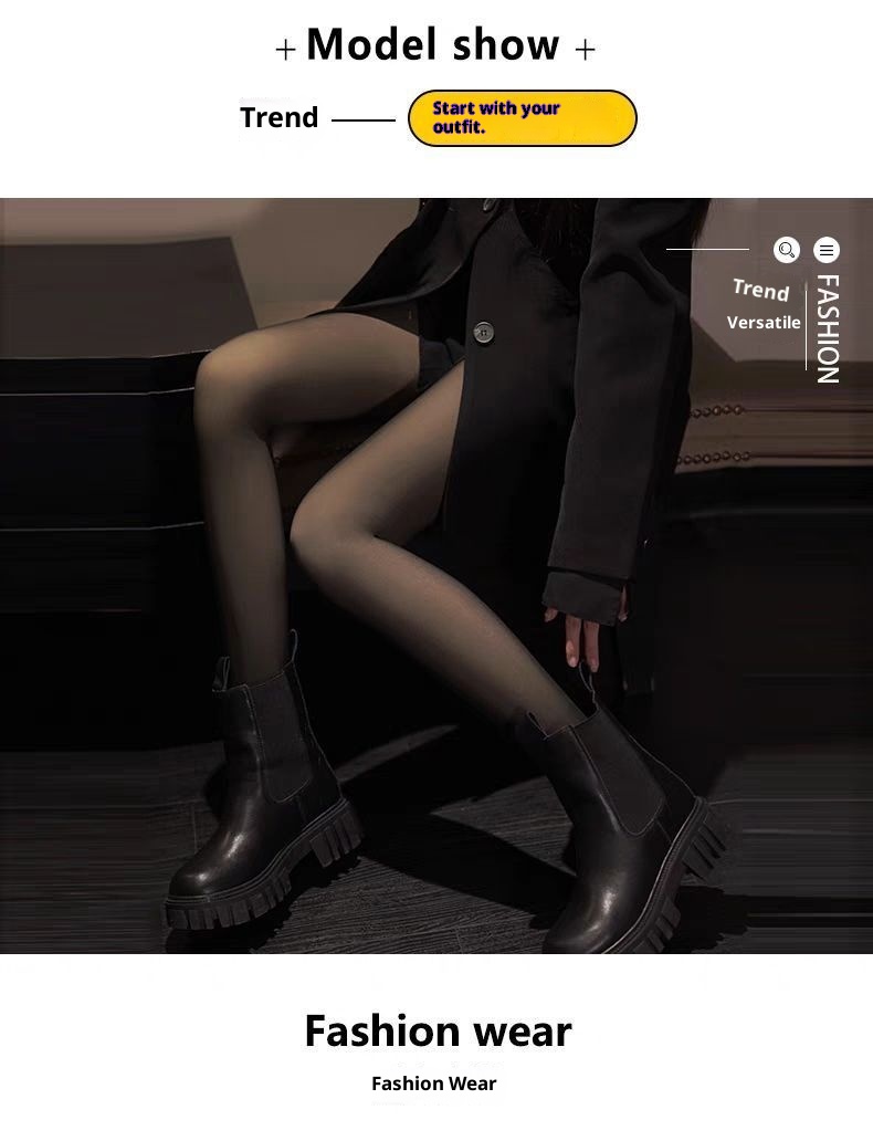 Leggings ActiveGo da donna, stile autunnale e invernale, artefatto a gamba nuda, sexy in seta nera foderata in pile, modello da assistente di volo ispessito_voghion.com