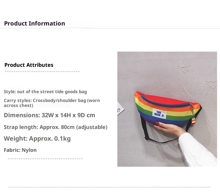001 2023 New Trendy Casual Women's Chest Rainbow Artistic Fashion Waist Cute Girl Shoulder Bag_voghion.com