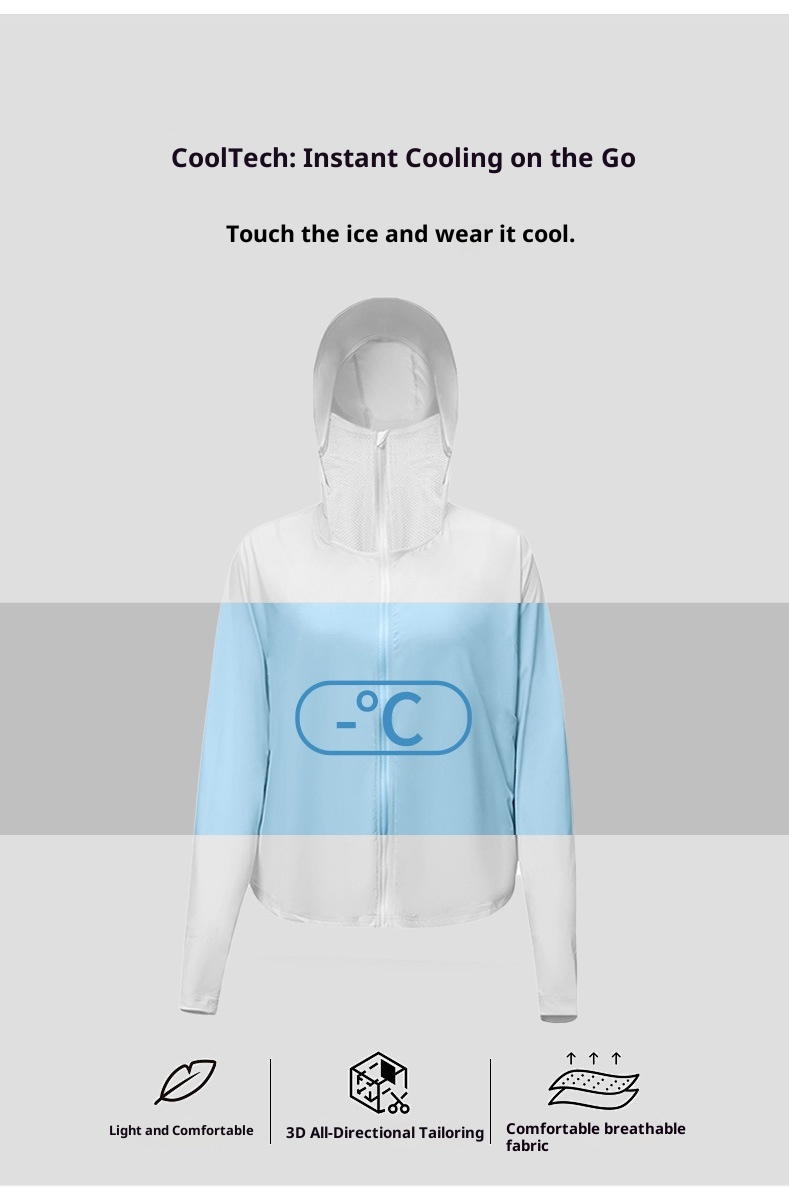 Abbigliamento estivo ActiveGo per donna, giacca corta traspirante con cappuccio isolante, protezione solare UPF50+ UV per esterni_voghion.com