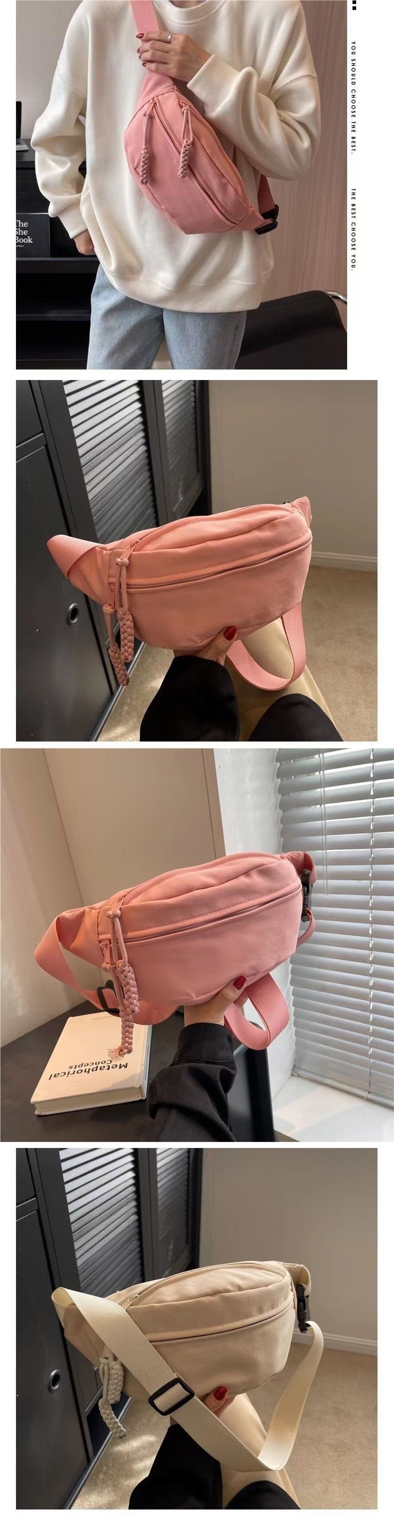 001 INS Crossbody Vintage Chest Solid Color Small Versatile Girl Student Shoulder Women Waist Bag Ladies Niche_voghion.com