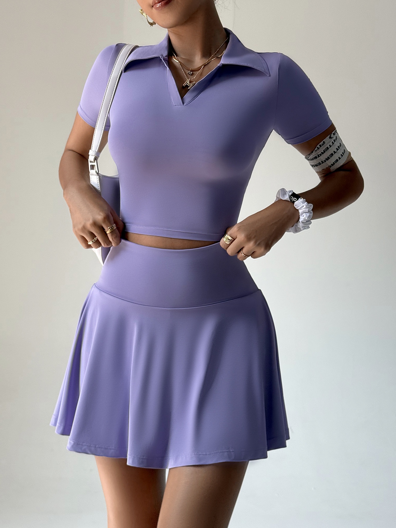 ActiveGo Summer Sports Outdoor Two-Piece Yoga Outfit Women With Pocket Short Skirt Set For Golf And Tennis_voghion.com