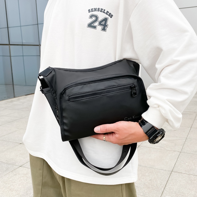 001 Crossbody For Men New Fashionable Simple Casual Shoulder Korean Style Trendy Textured Large Capacity Chest Bag_voghion.com