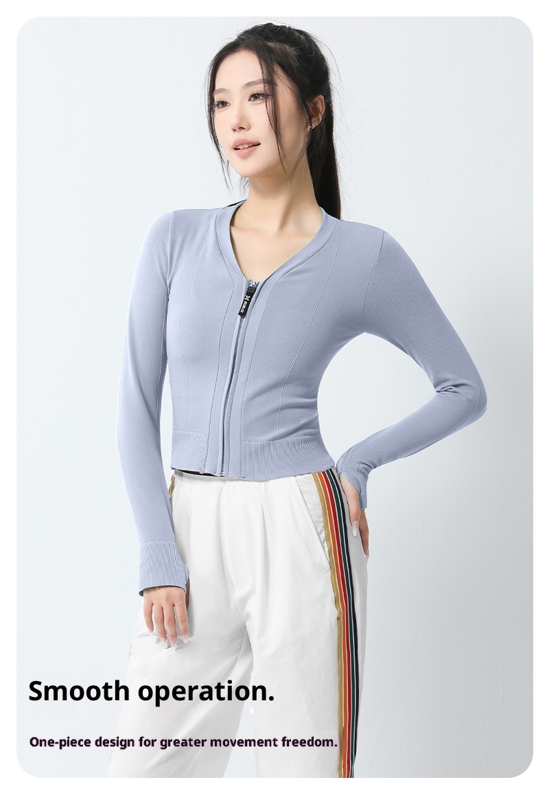 ActiveGo Sports Outdoor Fitness Jacket Women Zipper Style Wear Top With Thumb Long Sleeve Clothes Yoga Quick Dry_voghion.com