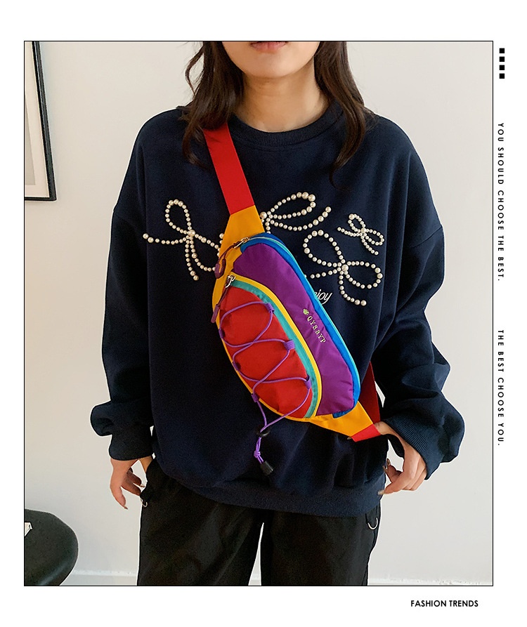 001 Foreign Trade Patchwork Color-Block Women's Chest Lightweight Outdoor Sports Cycling Phone Waist Dopamine Trendy_voghion.com