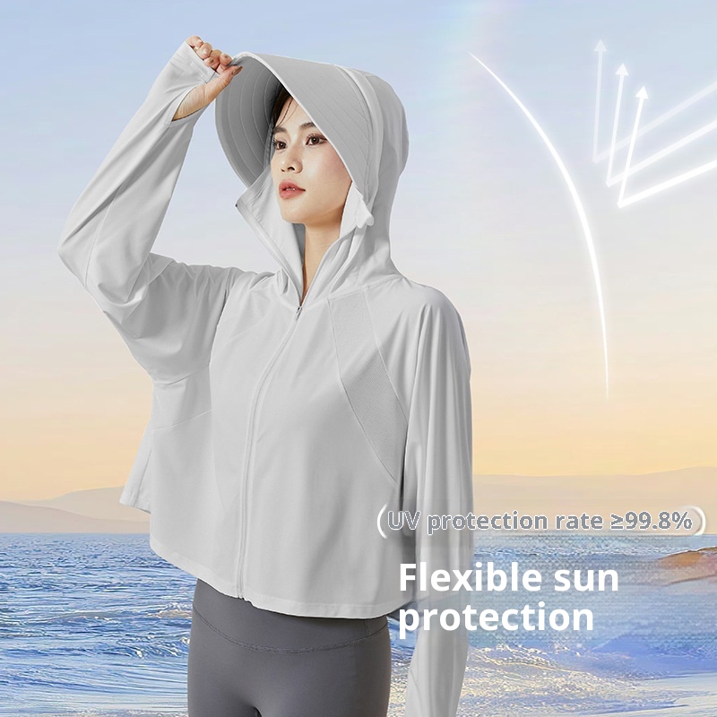 Giacca protettiva estiva a maniche lunghe in seta ghiacciata ActiveGo ActiveGo, abbigliamento protettivo dal sole per esterni da donna_voghion.com