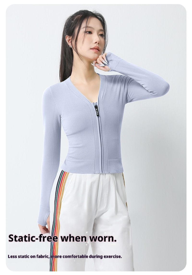 ActiveGo Sports Outdoor Fitness Jacket Women Zipper Style Wear Top With Thumb Long Sleeve Clothes Yoga Quick Dry_voghion.com