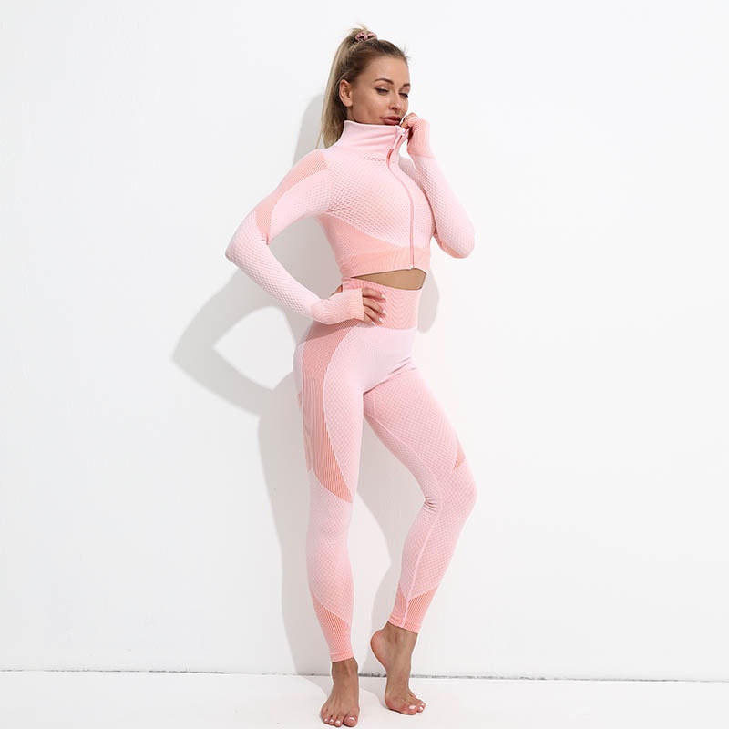 ActiveGo ActiveGo New Zipper Set European And American Style Autumn Winter Running Fitness Yoga Clothing Long Sleeve Women Plus Size_voghion.com