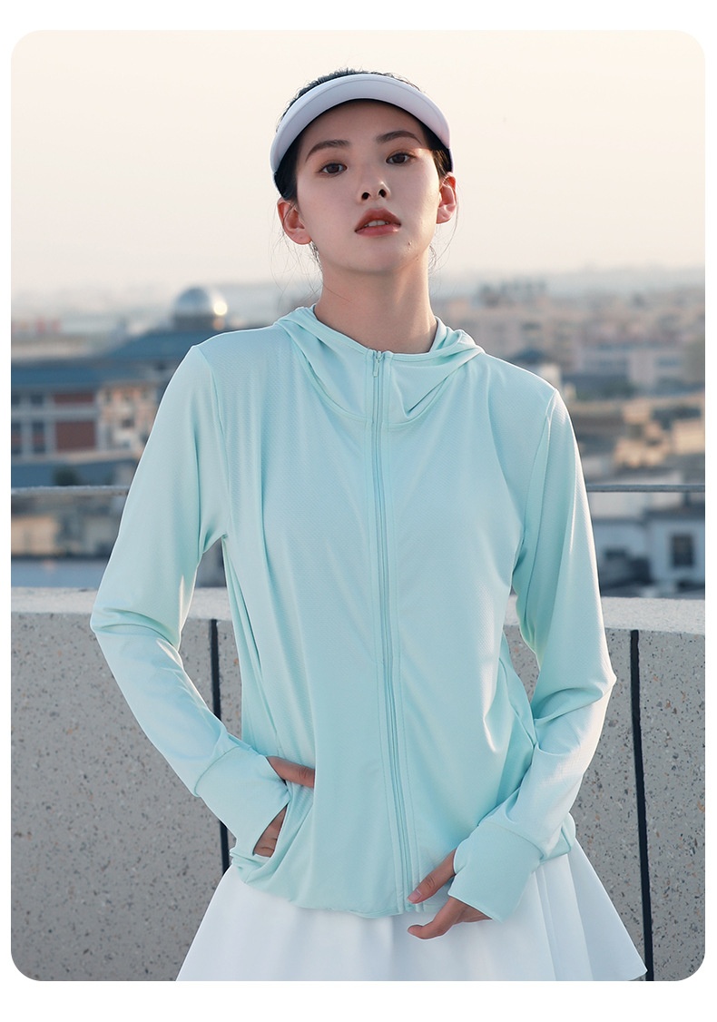 ActiveGo ActiveGo Juyitang Nuova giacca con cappuccio sottile per abbigliamento da donna all'aperto, manica lunga, in jacquard, traspirante, con protezione solare_voghion.com