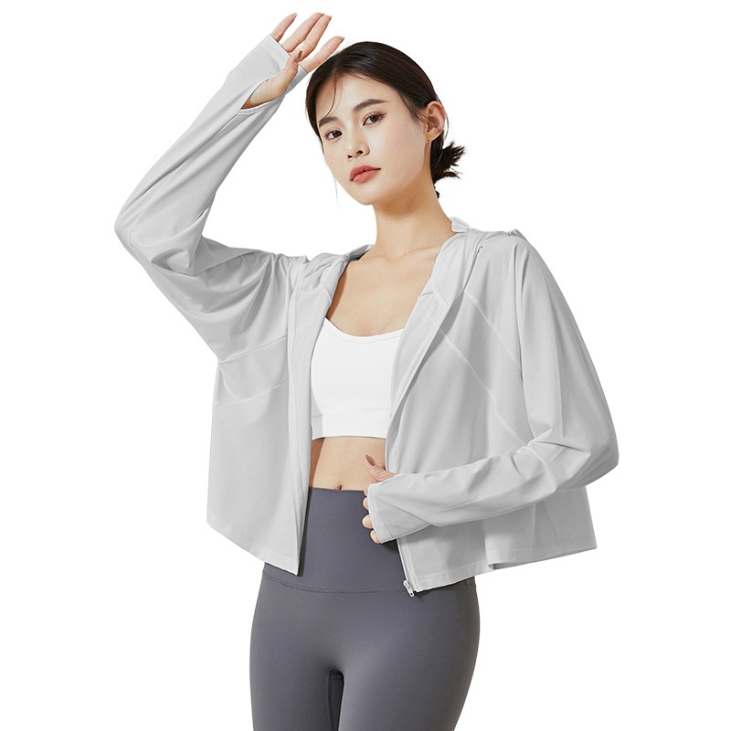 Giacca protettiva estiva a maniche lunghe in seta ghiacciata ActiveGo ActiveGo, abbigliamento protettivo dal sole per esterni da donna_voghion.com