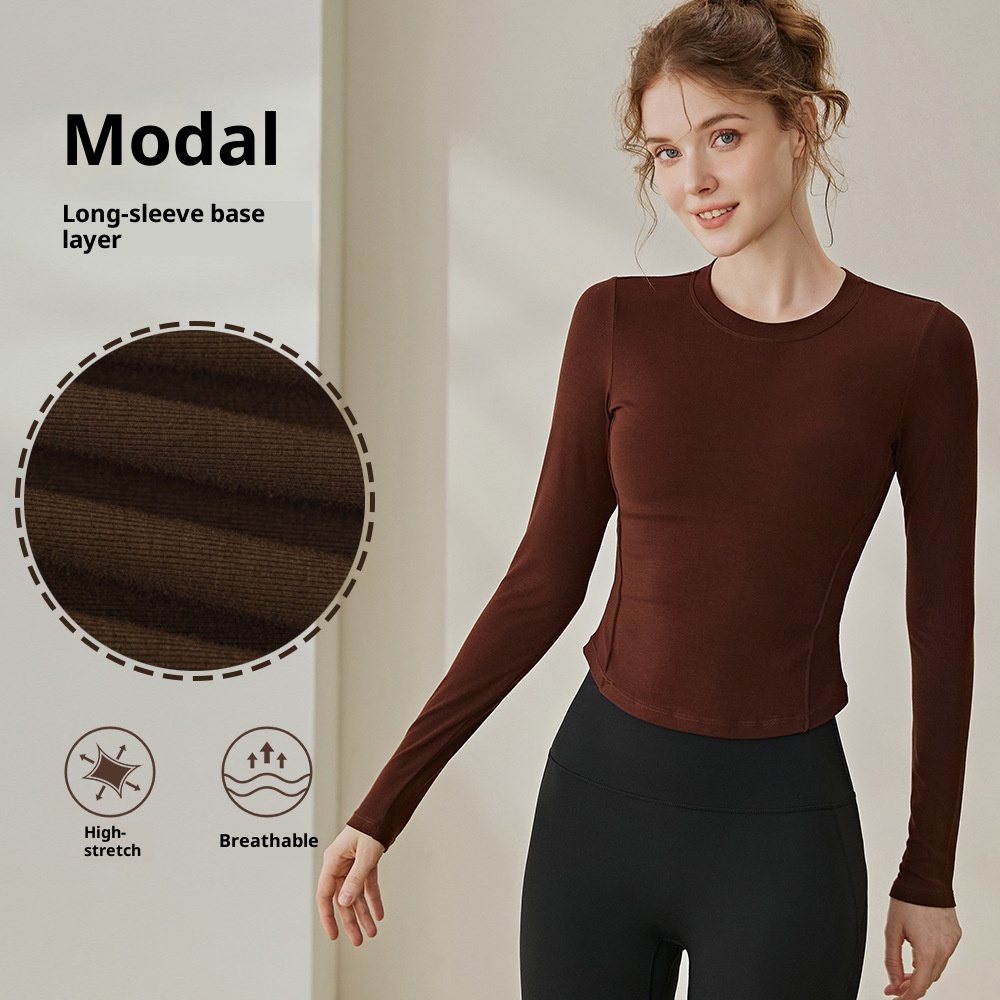 ActiveGo 2025 Autunno Nuovo Abbigliamento Yoga Dimagrante Fitness da Donna Spos Allenamento Corsa all'Aperto Girocollo Manica Lunga_voghion.com