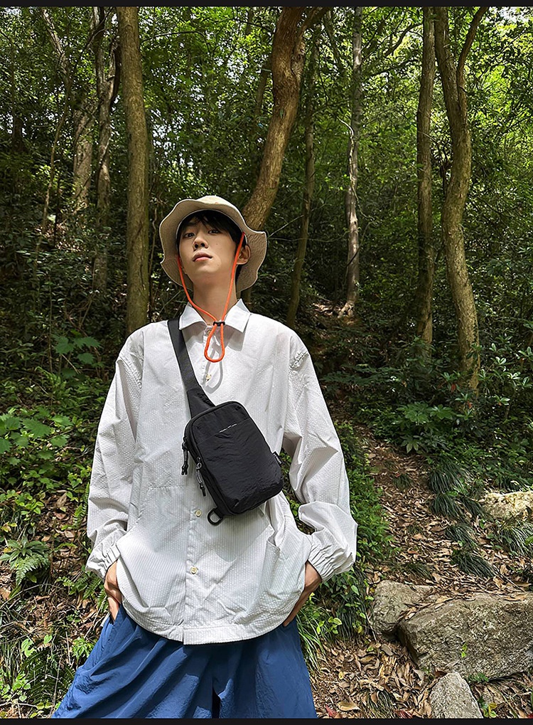 001 Einseitige Brusttasche für Herren, koreanische Version, lässiger Handy- und Münzbeutel im Instagram-Stil, geeignet für Radfahren, Wandern und andere Sportarten, kleine Herrengröße_voghion.com